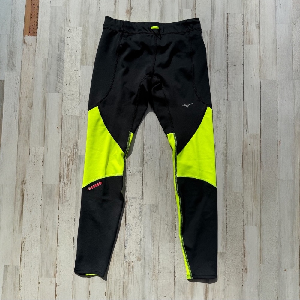 Mizuno Thermal Running Tights Womens Small Black Neon Reflective